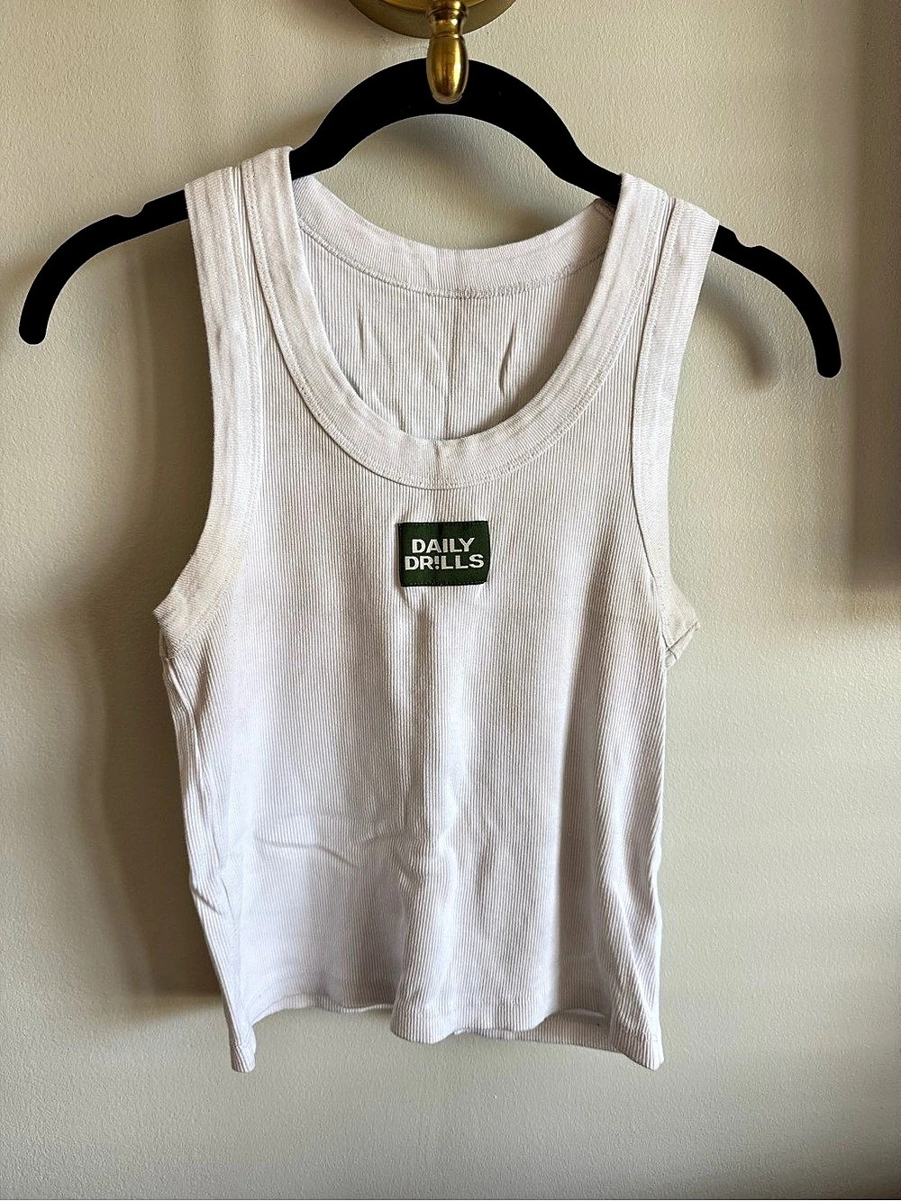 XS/S Daily Drills Logo Ribbed Tank - White